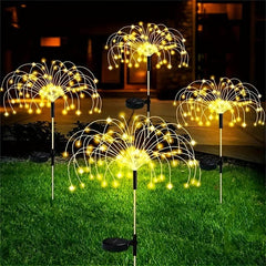 Solar Grass Fireworks Lights LED 8 Lighting Modes for Garden Lawn Landscape