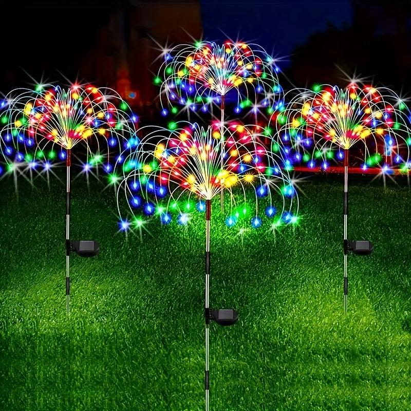 Solar Grass Fireworks Lights LED 8 Lighting Modes for Garden Lawn Landscape