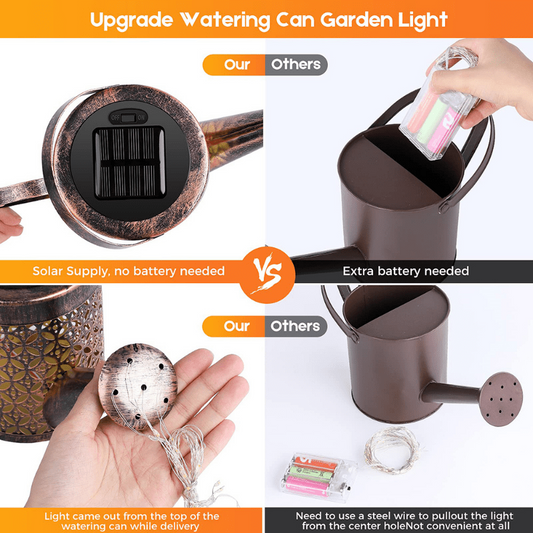 Solar Watering Can Light Hanging Waterfall Lamp Outdoor Garden Decor