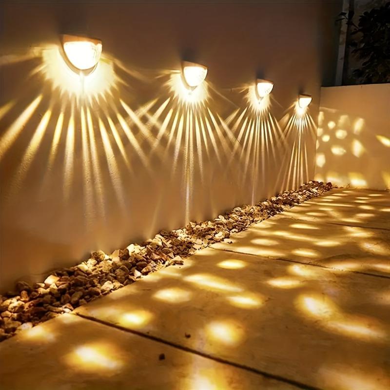 Solar Fence Lights Outdoor Waterproof Wall Mounted Garden Lighting