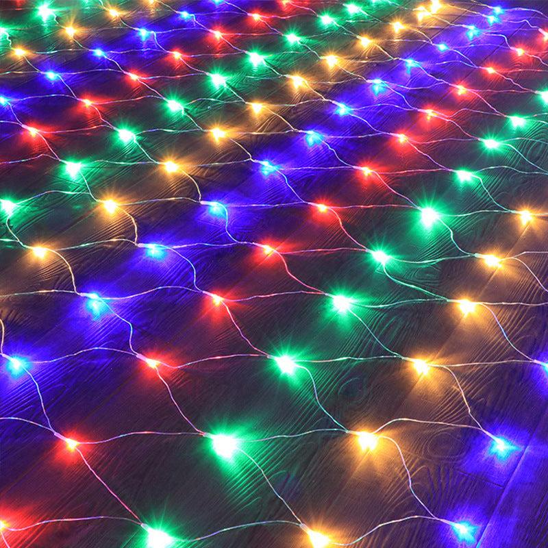 Solar Grid Lamp Curtain Light LED Fairy String Net Mesh Christmas Party Wedding
