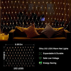 Solar Grid Lamp Curtain Light LED Fairy String Net Mesh Christmas Party Wedding