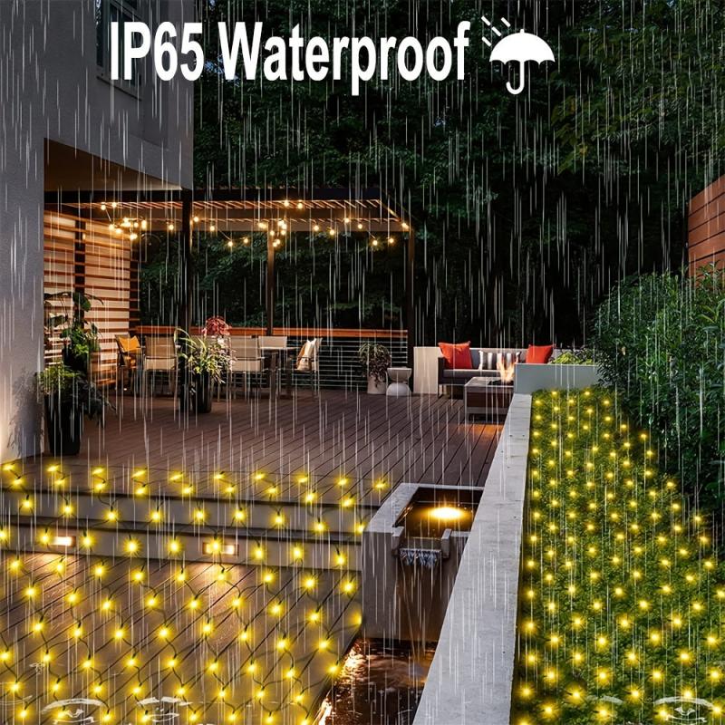 Solar Grid Lamp Curtain Light LED Fairy String Net Mesh Christmas Party Wedding