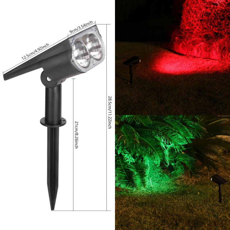 1pc Solar Spotlight 2 LED Lighting Waterproof IP65 & Adjustable