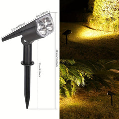 1pc Solar Spotlight 2 LED Lighting Waterproof IP65 & Adjustable