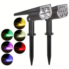 1pc Solar Spotlight 2 LED Lighting Waterproof IP65 & Adjustable