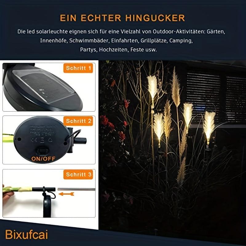 2pcs Solar Garden Lights Reeds LED Decorative Lights IP65 Waterproof