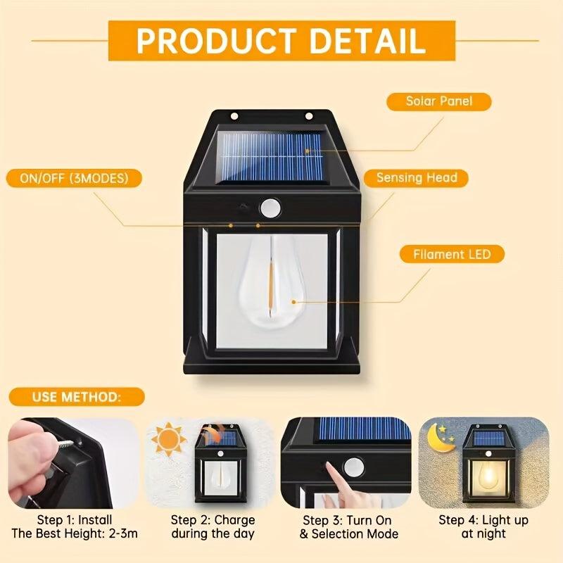 Solar Outdoor Wall Lamp Human Body Induction Tungsten Wall Lamp