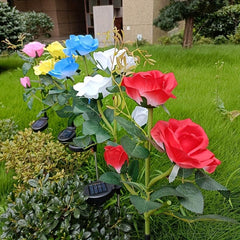 Solar Garden Rose Light 3-Head Waterproof Stake Lights