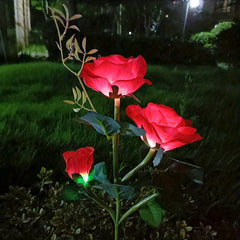 Solar Garden Rose Light 3-Head Waterproof Stake Lights