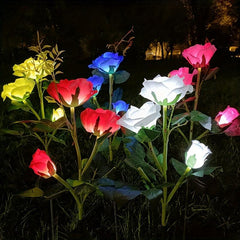 Solar Garden Rose Light 3-Head Waterproof Stake Lights
