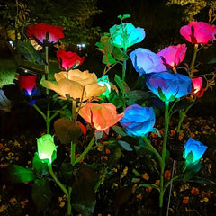 Solar Garden Rose Light 3-Head Waterproof Stake Lights