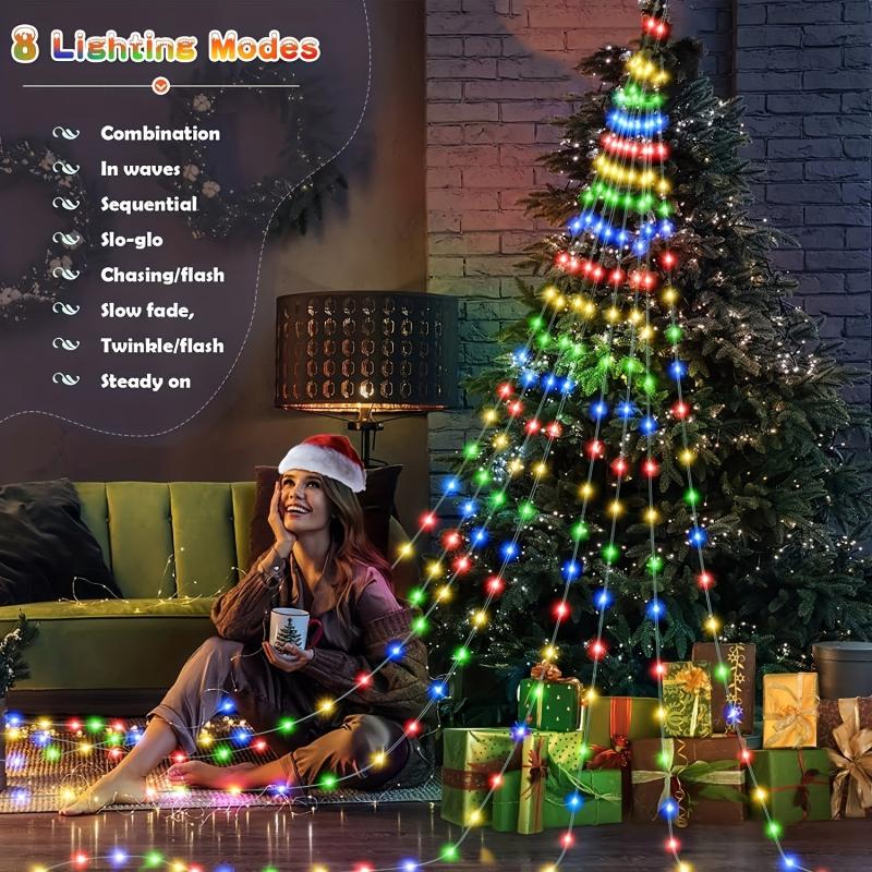 180LED Waterfall Tree Fairy Lights 9 Drop 200cm Outdoor Garland USB Plug