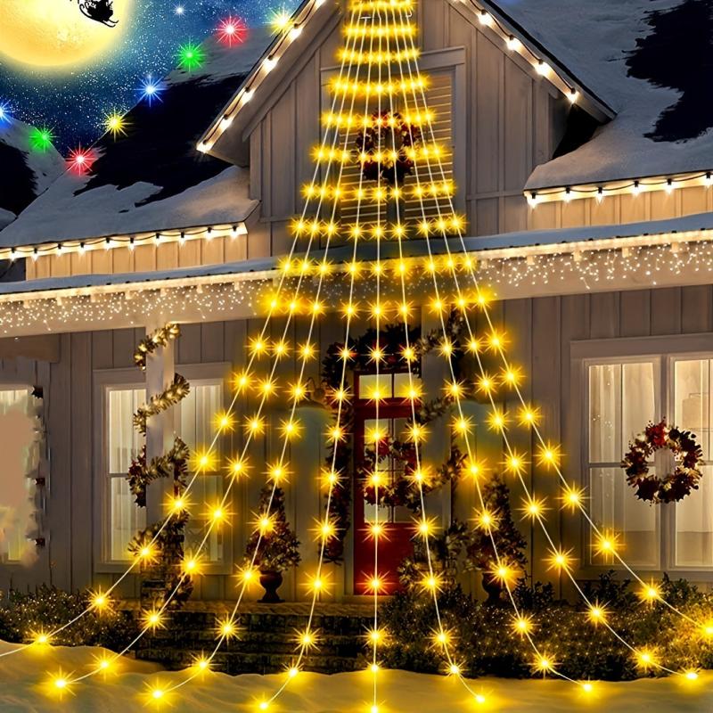 180LED Waterfall Tree Fairy Lights 9 Drop 200cm Outdoor Garland USB Plug