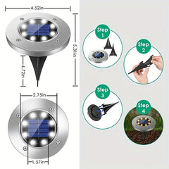 8LED Solar In Ground Lights for Lawns Yards Decks Walkways