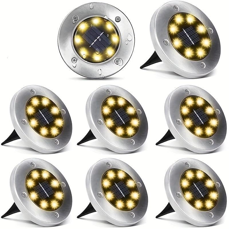8LED Solar In Ground Lights for Lawns Yards Decks Walkways