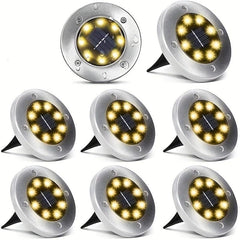 8LED Solar In Ground Lights for Lawns Yards Decks Walkways