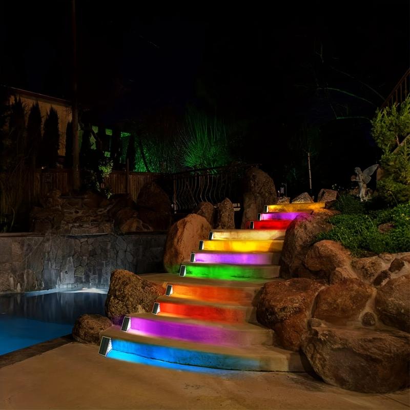 Solar Stair Lights RGB Outdoor IP67LED Garden Brightness 1200