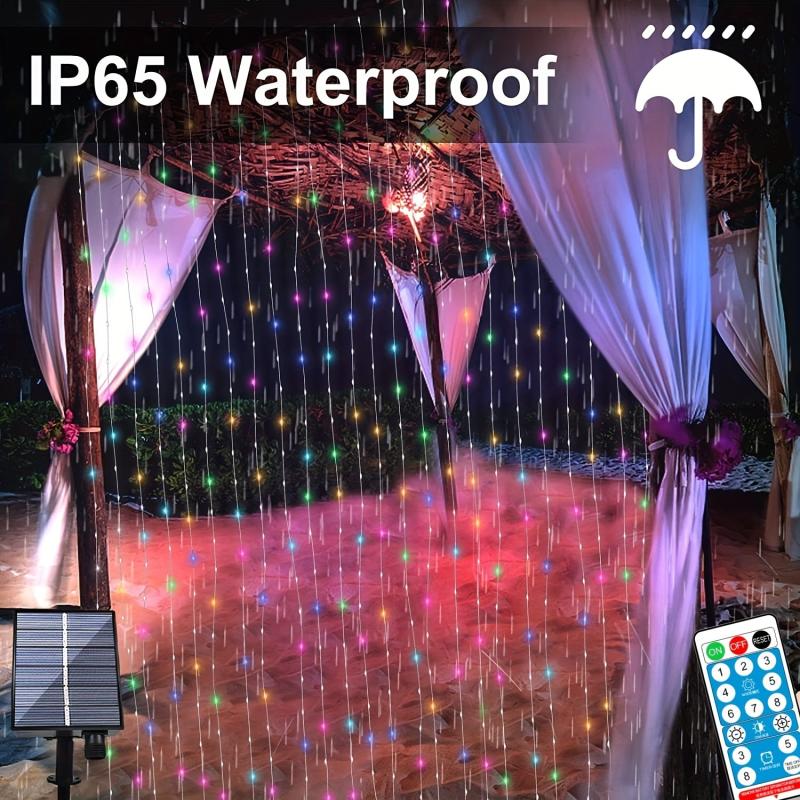 200 LEDs Solar Curtain Lights Outdoor Remote Control Fairy Lights