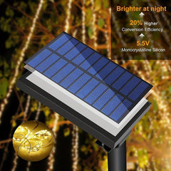 200 LEDs Solar Curtain Lights Outdoor Remote Control Fairy Lights