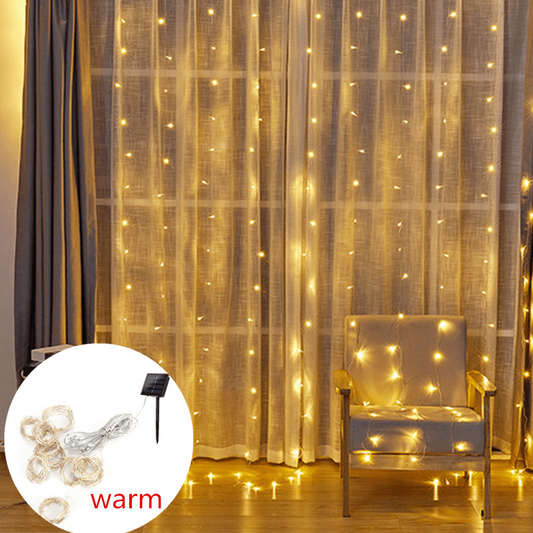 Solar Garland Curtain Lights For Window Waterproof Outdoor