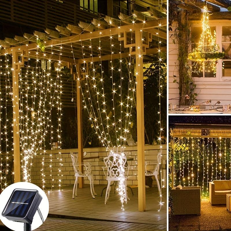 Solar Garland Curtain Lights For Window Waterproof Outdoor