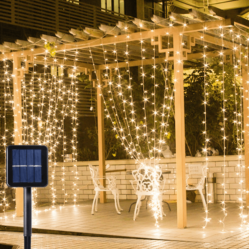 Solar Garland Curtain Lights For Window Waterproof Outdoor