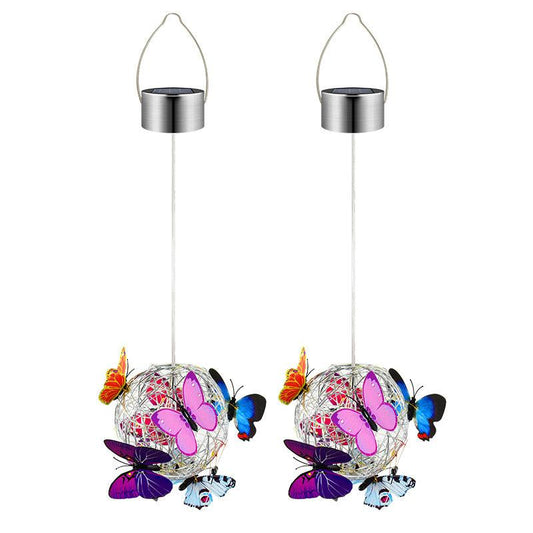 Solar Butterfly Ball Light Outdoor Hanging Yard Garden Decoration