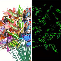 25pcs Luminous Butterfly Stake Yard Sign Garden Decor Halloween Fall Decor