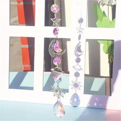 Crystal Wind Chimes Home Garden Decoration Moon Sun Catcher Prism Pendant