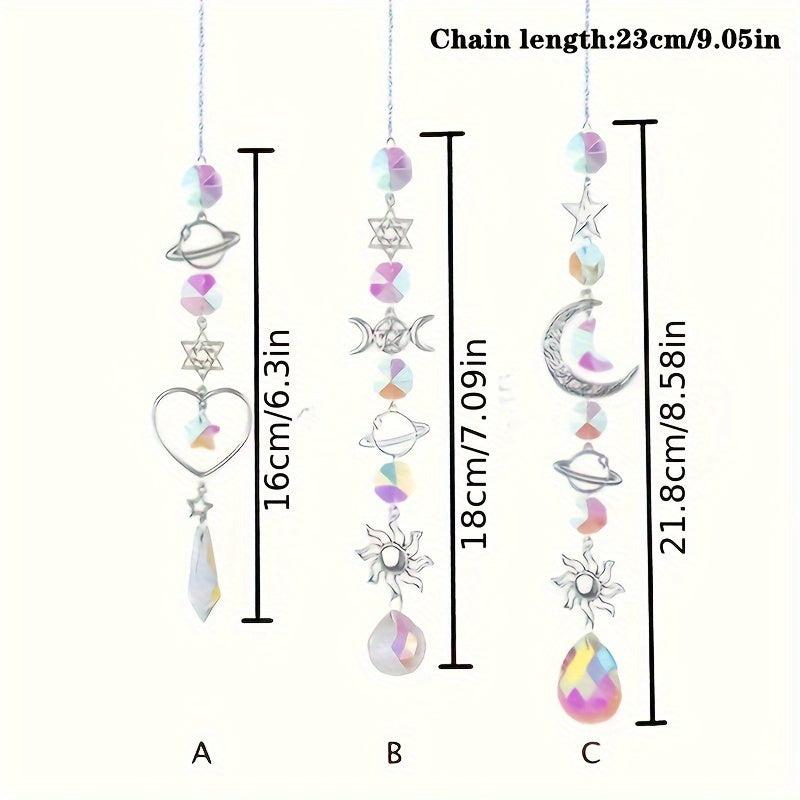 Crystal Wind Chimes Home Garden Decoration Moon Sun Catcher Prism Pendant