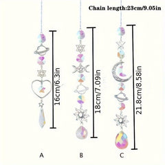 Crystal Wind Chimes Home Garden Decoration Moon Sun Catcher Prism Pendant