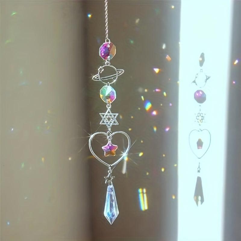 Crystal Wind Chimes Home Garden Decoration Moon Sun Catcher Prism Pendant