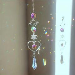 Crystal Wind Chimes Home Garden Decoration Moon Sun Catcher Prism Pendant