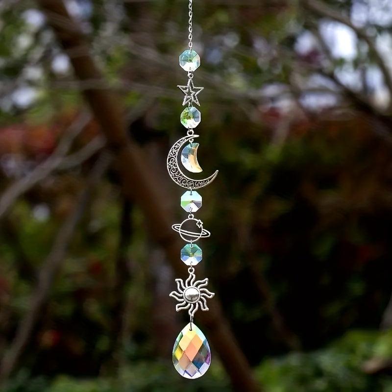Crystal Wind Chimes Home Garden Decoration Moon Sun Catcher Prism Pendant