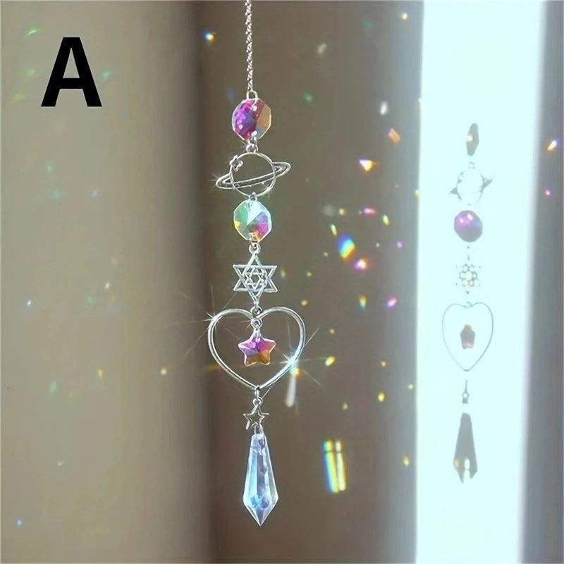 Crystal Wind Chimes Home Garden Decoration Moon Sun Catcher Prism Pendant