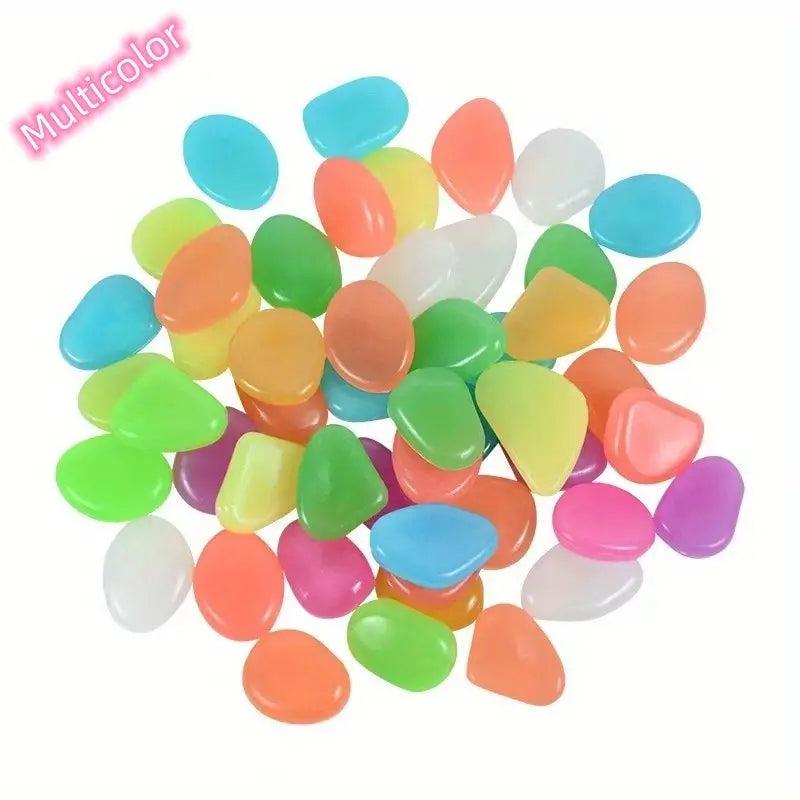 100pcs Glow In The Dark Pebbles for Magical Garden Aquarium Decoration