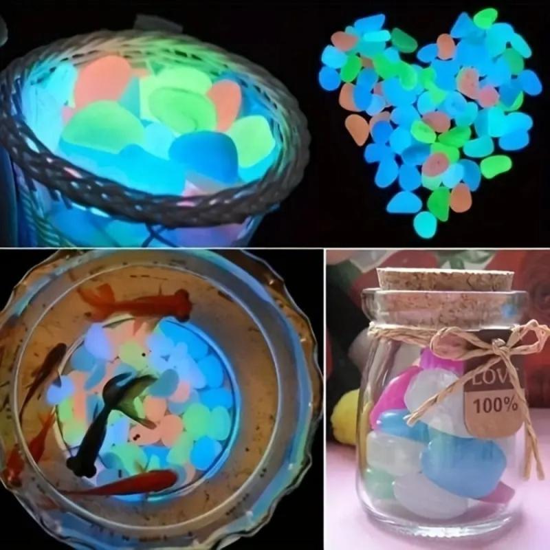100pcs Glow In The Dark Pebbles for Magical Garden Aquarium Decoration