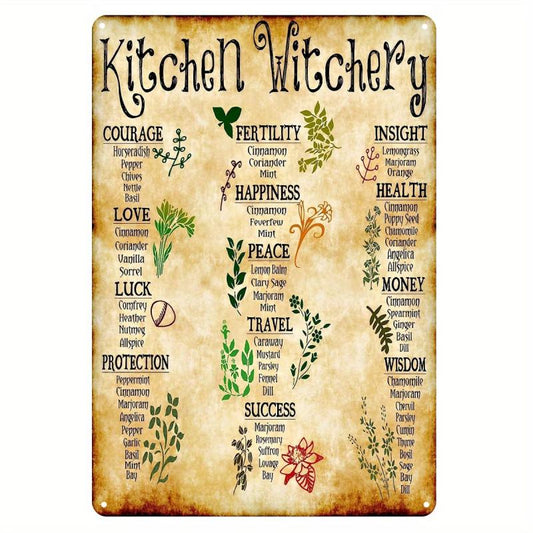 Medicinal Herbs Witches Magic Knowledge Kitchen Blessing Metal Sign