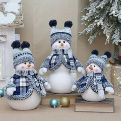 Christmas Fabric Snowman Doll Window Set Ornament Decoration