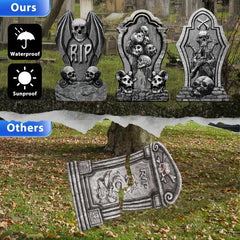 3pcs Halloween Skull Tombstone Courtyard Insert