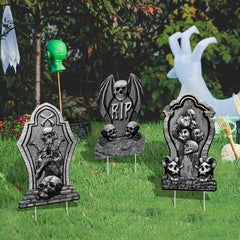 3pcs Halloween Skull Tombstone Courtyard Insert