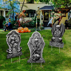 3pcs Halloween Skull Tombstone Courtyard Insert