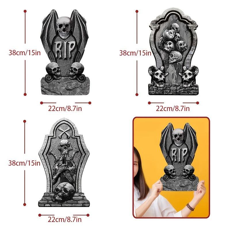3pcs Halloween Skull Tombstone Courtyard Insert