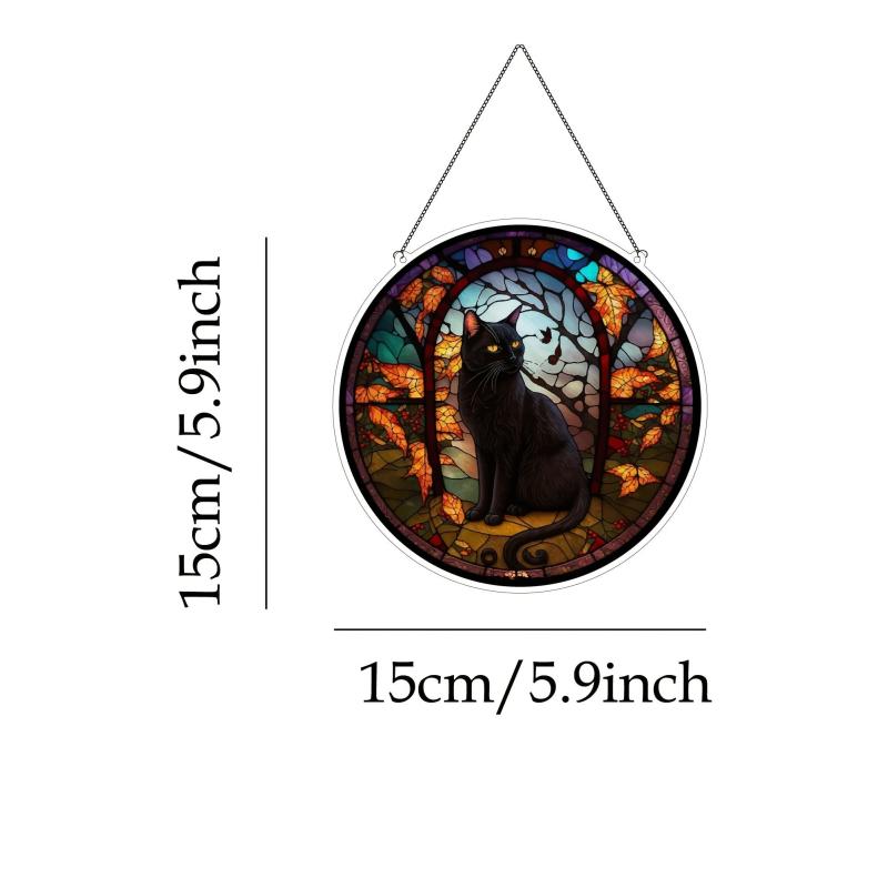 Cat In The Forest Acrylic Window Hanging 15.5x9.5x0.9in Halloween Decor