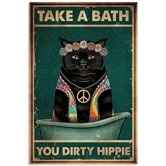 Funny Cat Metal Tin Sign Retro Art Wall Decor