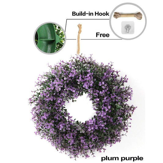 12 2'' Artificial Plum Purple Wreath Front Door Home Decoration