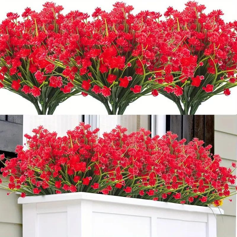 8pcs UV Resistant Artificial Flower Bunch for Outdoor and Indoor Decor