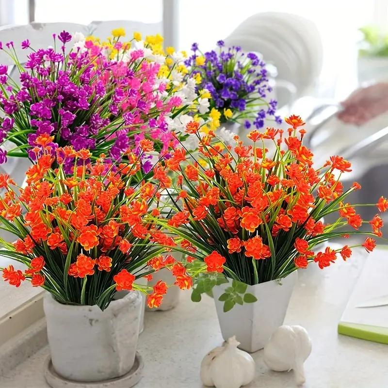 8pcs UV Resistant Artificial Flower Bunch for Outdoor and Indoor Decor