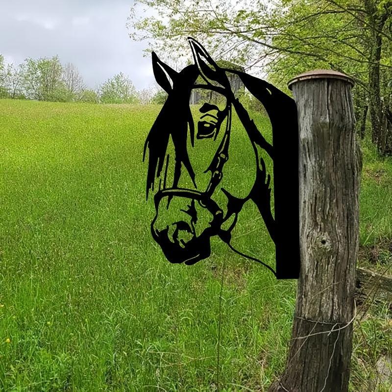 Peeping Horse Wall Decor Outdoor Iron Farm Animal Silhouette